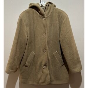 L.L‎ Bean Women's Wool Swing Coat With Hood Size Petite Medium - Tan
